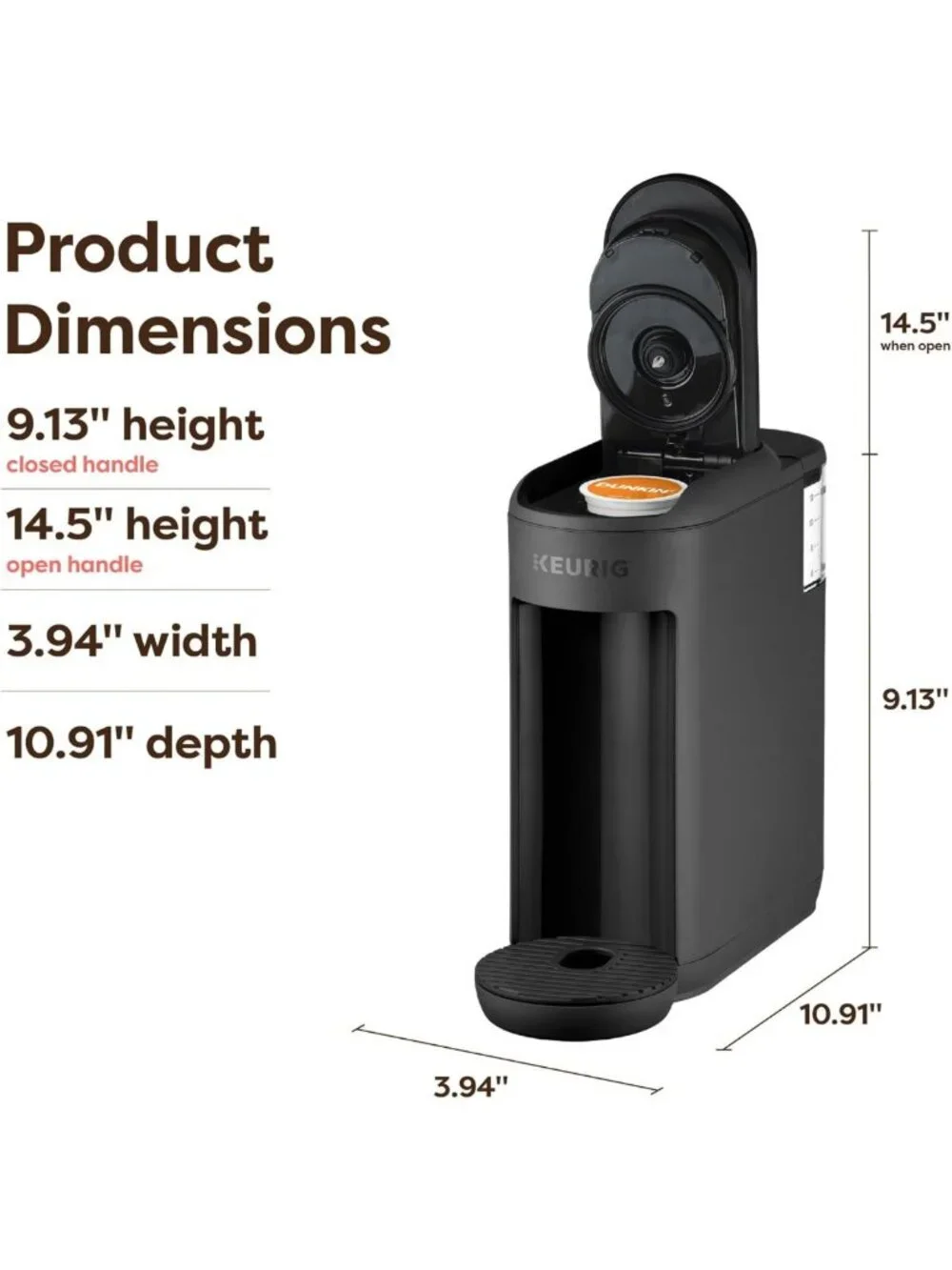 Compact Single Serve Coffee Maker - Brews 12 oz, Portable for Dorms & Offices